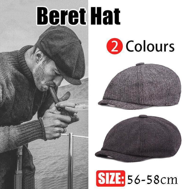 8 Panels Newsboy Flat Cap Peaky Blinders Baker Golf Driving Boy Mens Beret Hat - Aimall