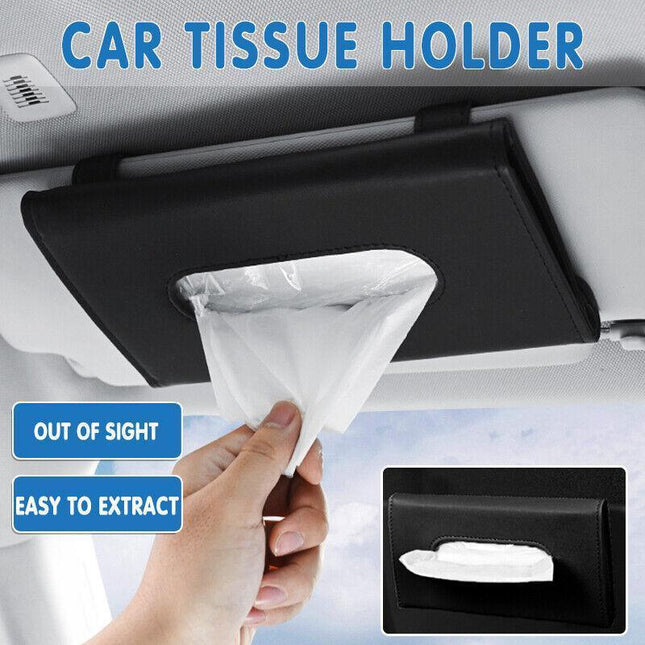Car Tissue Box Cover Towel Sun Visor Paper Napkin Case Holder Organizer Storage - Aimall