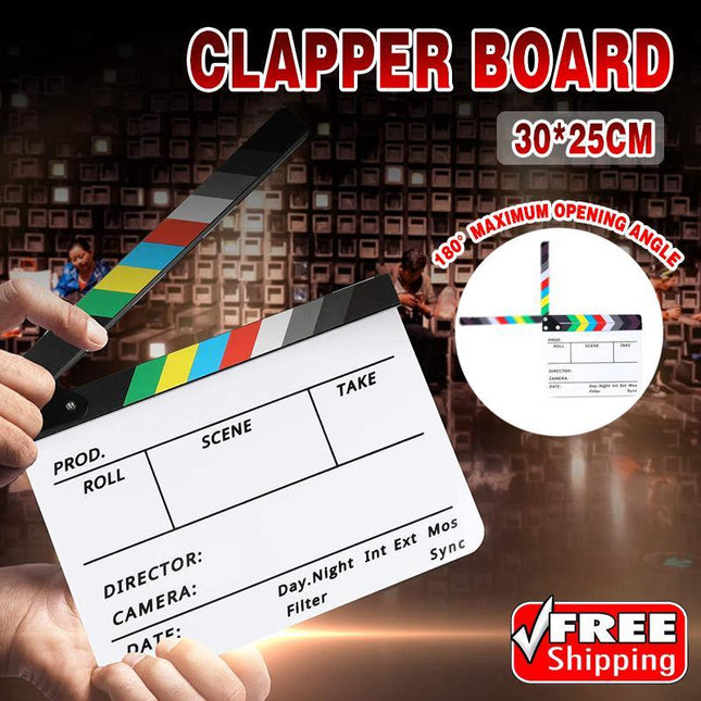 Acrylic Clapboard Dry Erase Director Film Movie Action Clapper Clap Board Slate - Aimall