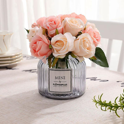 12 Heads Silk Rose Artificial Flowers Fake Bouquet - Aimall