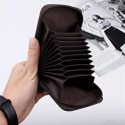 RFID Blocking Leather Wallet Anti-theft Credit Card Holder Men Women Coin Purse - Aimall