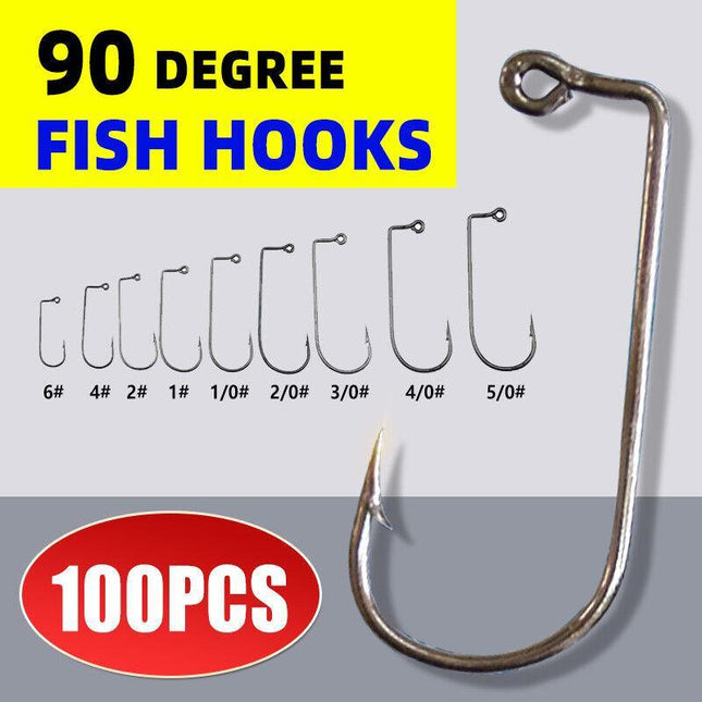 100Pcs 90 Degree Jig Hooks High Carbon Steel Black Hook for Outdoor Fishing AU - Aimall