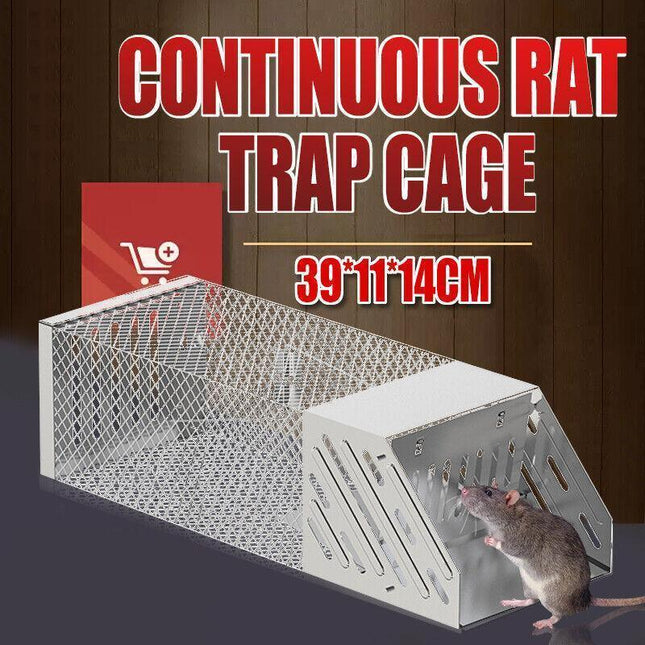 1X Continuous Rat Trap Cage Animal Bait Safe Catch Pest Rodent Mouse Control Box - Aimall