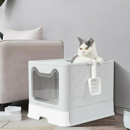 Self-Cleaning Hooded Cat Litter Box Enclosed Large Kitty Toilet Box Tray Refills - Aimall
