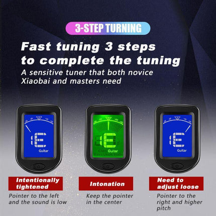 Tuner Guitar Violin Ukelele Bass Tuner Multifunction LCD Electronic Clip Digital - Aimall