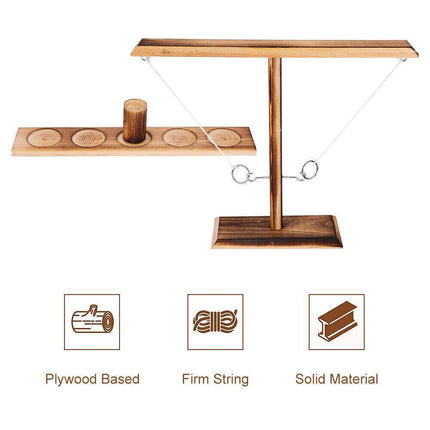 Wooden Hook and Ring Toss Game Shot Ladder for 2 People Party Bar Drinking Toy - Aimall