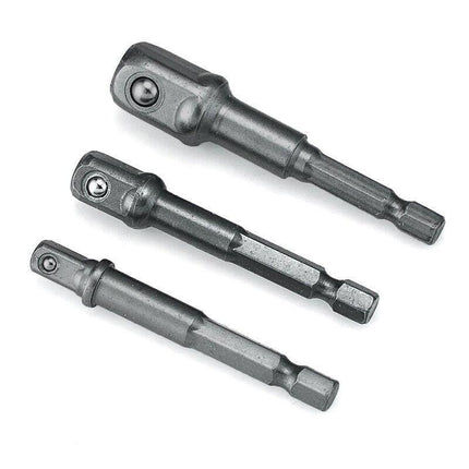 3PC Drill Socket Adaptor Hex Drive To 1/4" 3/8" 1/2" Impact Drill BIts Driver - Aimall
