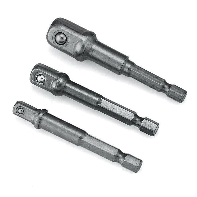 3PC Drill Socket Adaptor Hex Drive To 1/4" 3/8" 1/2" Impact Drill BIts Driver - Aimall