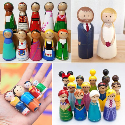 20X Unfinished Wooden Peg Dolls Wooden Tiny Doll Bodies People Decor Wood Crafts - Aimall