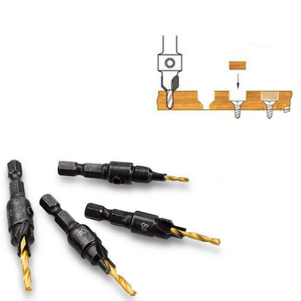 4PCS Screw Countersink Bit Set Pilot Holre Drill Metal Plastic Wood Hex Shank AU - Aimall