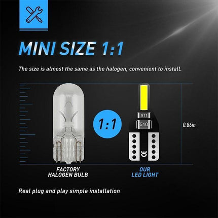 10PCS Canbus T10 LED 7020 SMD White Car Side Wedge Light Globe Bulbs 194 168 W5W - Aimall