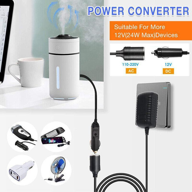240V Mains Plug to 12V Socket Adapter Car Cigarette Lighter Power Converter PC - Aimall