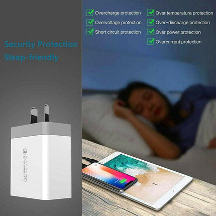 30W Qualcomm 3Port QC3.0 Fast Charging USB Wall Charger Adapter For iPhone AU - Aimall
