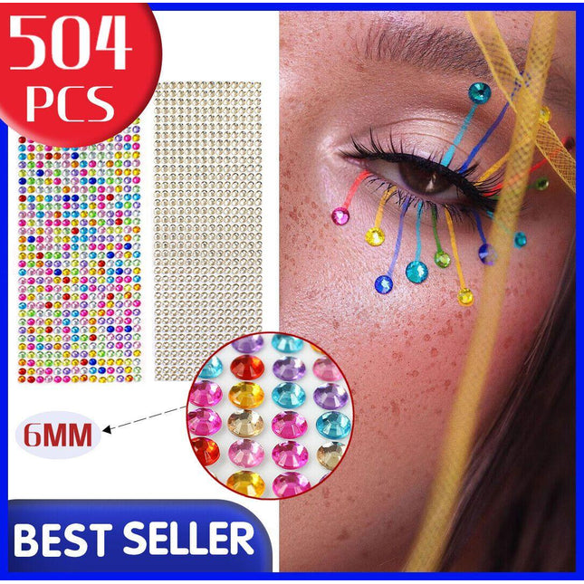 [504pcs] 6mm Acrylic Rhinestone Gems Self Adhesive Sticker Crystals Craft Decal - Aimall
