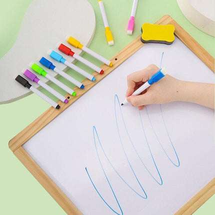 8 Colour Whiteboard Marker Pens With Dry Wipe Erase Magnetic Eraser Lid AU Stock - Aimall