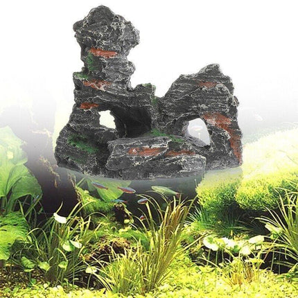 Aquarium Rockery Landscaping Cave Mountain View Decoration Ornament Fish Tank - Aimall