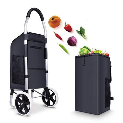 Shopping Cart Trolley Grocery Aluminium Foldable Luggage Wheels Basket Carts Bag - Aimall