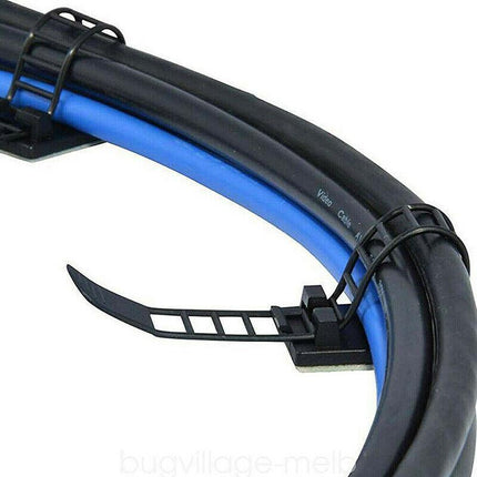 Adjustable Cable Clips Straps Adhesive Cord Management Wire Organizer Black AU - Aimall