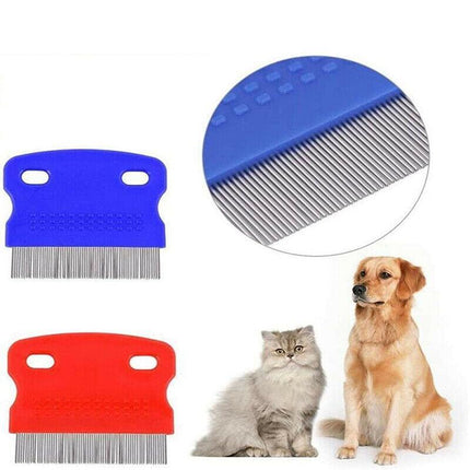 1x Pet Hair Flea Shedding Cleaning Brush Grooming Comb Cat Dog Stainless Trimmer - Aimall