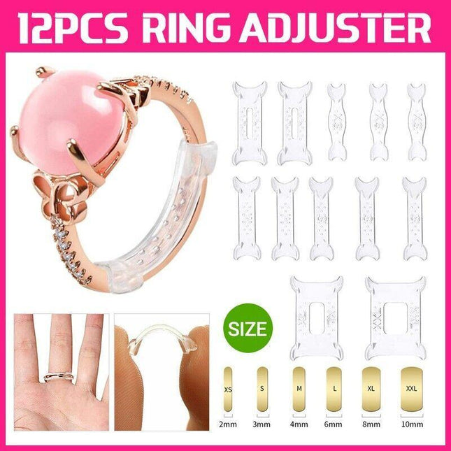 12x Invisible Tightener Ring Size Reducer Resizing Adjuster Pad Jewellery Tools - Aimall