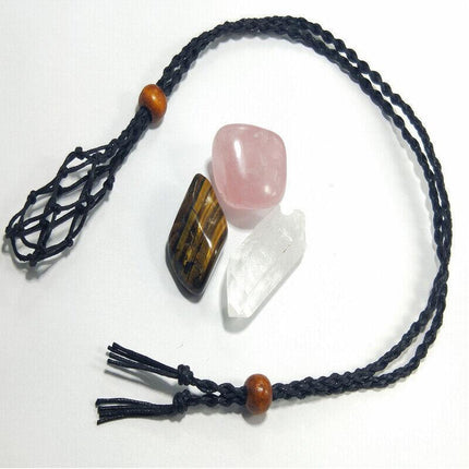 Empty Stone Holder Necklace Crystal Quartz Gemstone Cage Rope Cord Pendant DIY - Aimall