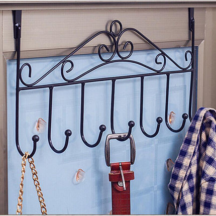 7-Hooks for Bedroom Over The Door Hanger Clothes Storage Towel Iron Hanging Rack - Aimall