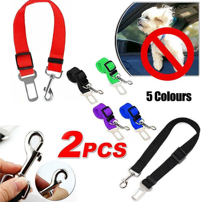 2x Adjustable Harness Lead Pet Safety Dog Seat belt Clip for Car Vehicle Belt AU - Aimall