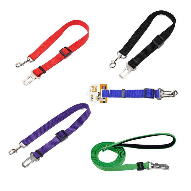 2x Adjustable Harness Lead Pet Safety Dog Seat belt Clip for Car Vehicle Belt AU - Aimall