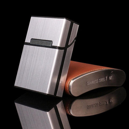 Tobacco Holder Aluminum Pocket Box Storage Container 20 Cigarette Case LighterAU - Aimall
