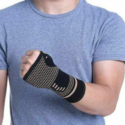 Copper Wrist & Hand Compression Sleeve Support Arthritis Gloves Hand Palm Brace - Aimall