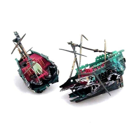 Fish Tank Ornament Split Wreck Ship Boat Sunk Destroyer Aquarium Cave Decor - Aimall