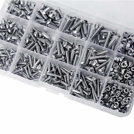 M3 M4 M5 304 500PCS Stainless Steel Hex Socket Button Head Bolts Screws Nuts Kit - Aimall