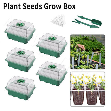 3/5/10 Set 12 Hole Plant Seed Grow Box Propagation Nursery Seedling Starter Tray - Aimall