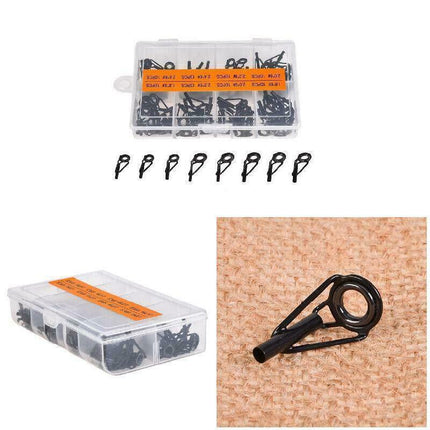 80 Fishing Rod Guide Set Tackle Tips Repair Kits Ring 8 Size Stainless Steel Box - Aimall