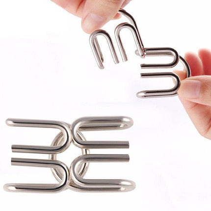 16PCS Classic IQ Metal Puzzle Brain Teaser Disentanglement Wire Puzzles Game Toy - Aimall