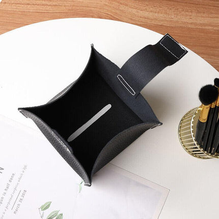 Tissue Box Dispenser Paper Storage Holder Napkin Case Organizer PU Leather Cover - Aimall