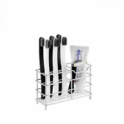 Toothbrush Non-Slip Holder Toothpaste Organizer Bathroom Stainless Steel Stand - Aimall