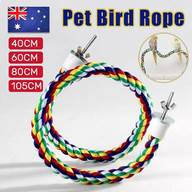 Pet Bird Rope Perches Parrot Colourful Cage Comfy Perch Bungees for Birds Toy AU - Aimall