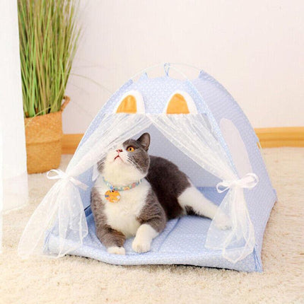 Pet Dog Cat Nest Bed Tent House Puppy Cushion Warm Fluffy Portable Pet Tent Play - Aimall