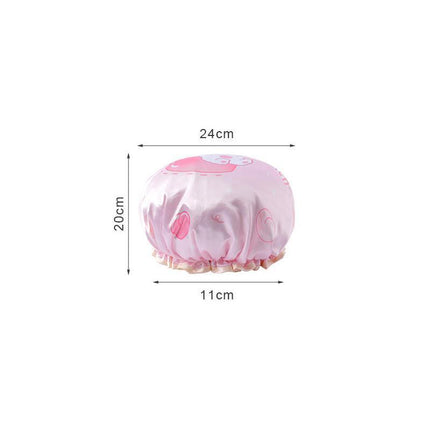 Double Layer Lux Shower Cap Bath Hat Hair Care Women Sleep Waterproof Reusable - Aimall