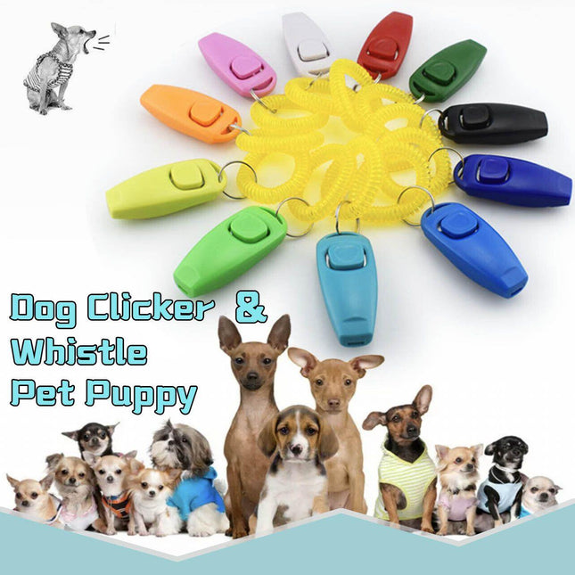 Dog Training Whistle Clicker Combo to Stop Pet Barking Obedience Train Skills AU - Aimall