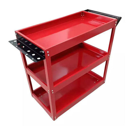 Tool Trolley 3 Tiers Workshop Cart Rolling Steel Part Storage Handyman 150KG Red - Aimall