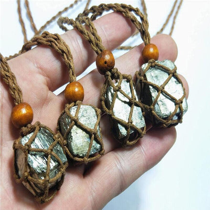 Empty Stone Holder Necklace Crystal Quartz Gemstone Cage Rope Cord Pendant DIY - Aimall