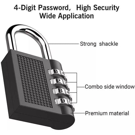 2PCS 4 Digit Combination Lock Key Security Padlock Anti Rust Weather Proof Locks - Aimall