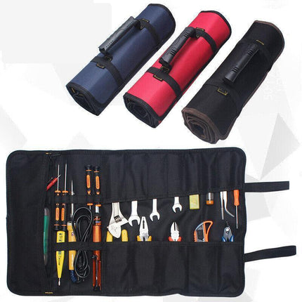 22 Pocket Tool Roll Fold Spanner Canvas Case Wrench Storage Bag Multifunctional - Aimall