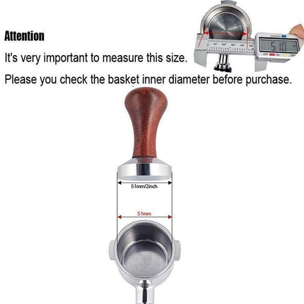 51mm Stainless Coffee Tamper Wooden Handle Barista Espresso Grinder AU Stock - Aimall