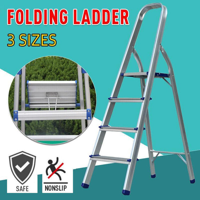3/4/5 Step Multi-Purpose Folding Ladder Aluminium Light Weight Non Slip Platform - Aimall