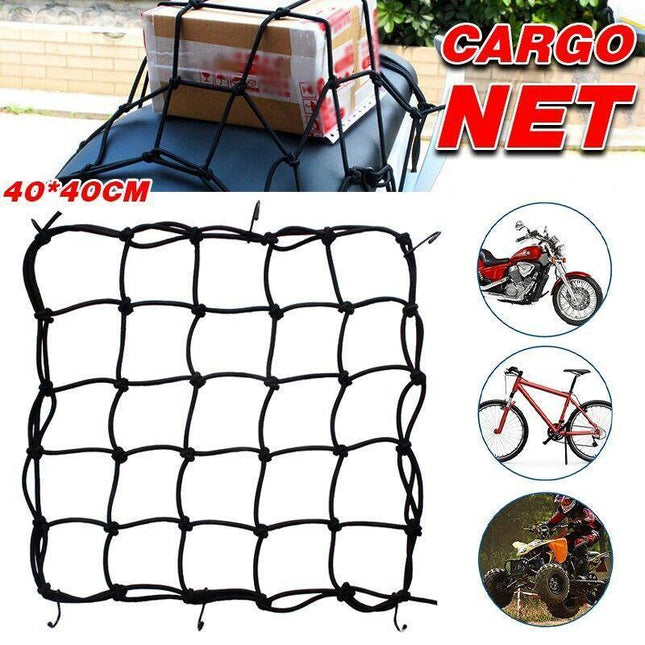 Motorcycle Bungee Cargo Net Helmet Mesh Bike Hold Down Accessories 6 Hooks - Aimall