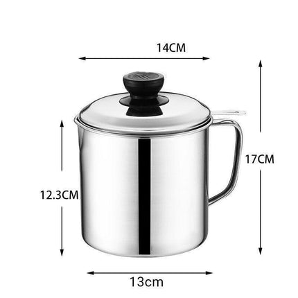 1.8L Stainless Steel Oil Filter Pot Cooking Soup Grease Strainer Separator Home - Aimall