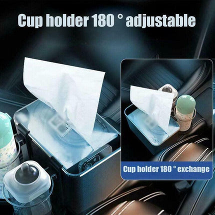 Car Armrest Storage Tissue Box Drawer Holders Water Cup Multifunctional Box AU - Aimall